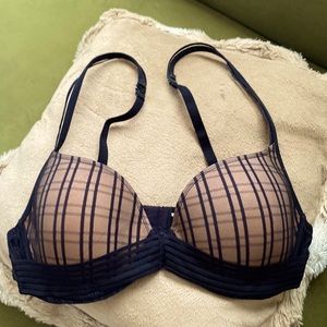 Marie Jo Black Nude Bra Mesh Overlay Bra UK 36B